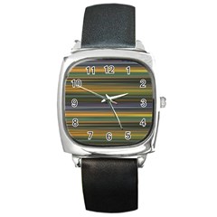 Multicolored Linear Abstract Print Square Metal Watch by dflcprintsclothing