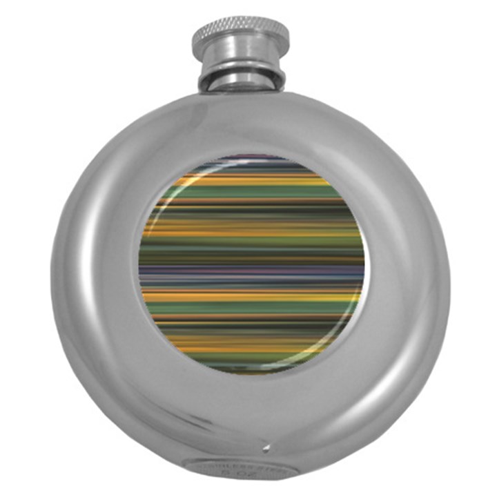 Multicolored Linear Abstract Print Round Hip Flask (5 oz)