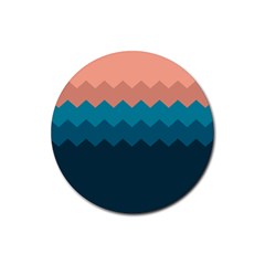 Flat Ocean Waves Palette Rubber Coaster (round)  by goljakoff