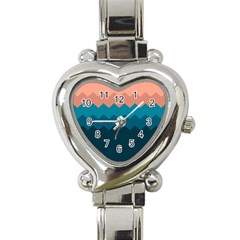 Flat Ocean Waves Palette Heart Italian Charm Watch by goljakoff