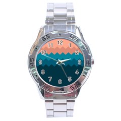 Flat Ocean Waves Palette Stainless Steel Analogue Watch by goljakoff