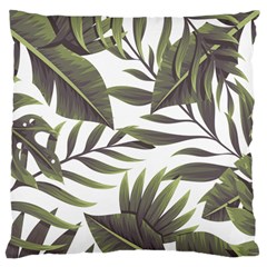 Green Leaves Large Cushion Case (one Side) by goljakoff