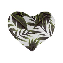 Green Leaves Standard 16  Premium Heart Shape Cushions by goljakoff