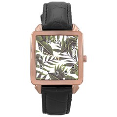 Green Leaves Rose Gold Leather Watch  by goljakoff