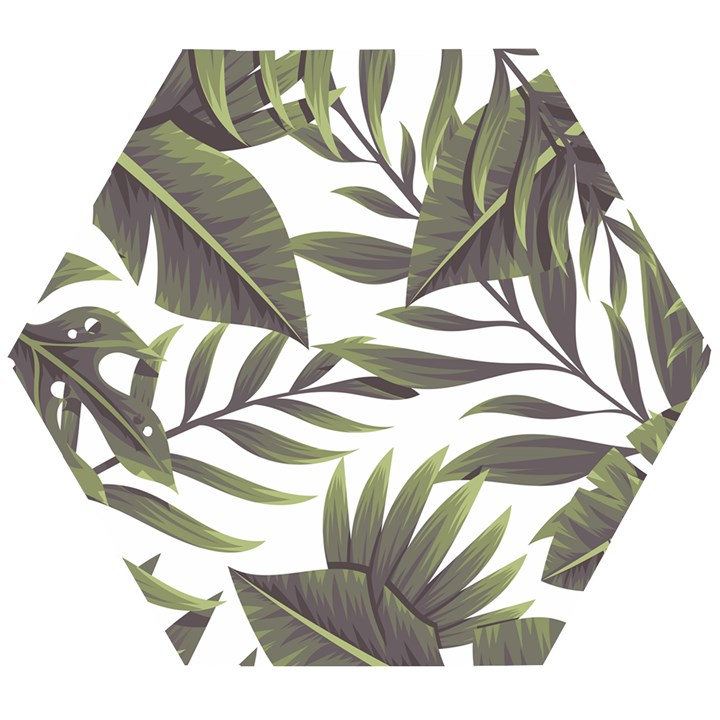 Green leaves Wooden Puzzle Hexagon