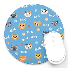 Cute Cat Pattern Round Mousepads by ExtraAwesomeSauce