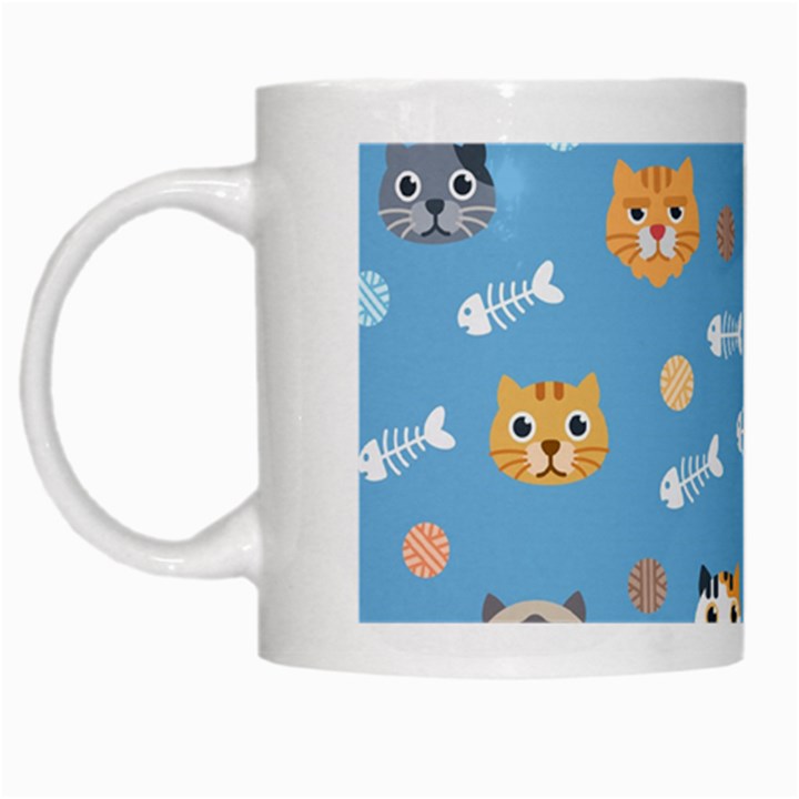 Cute Cat Pattern White Mugs