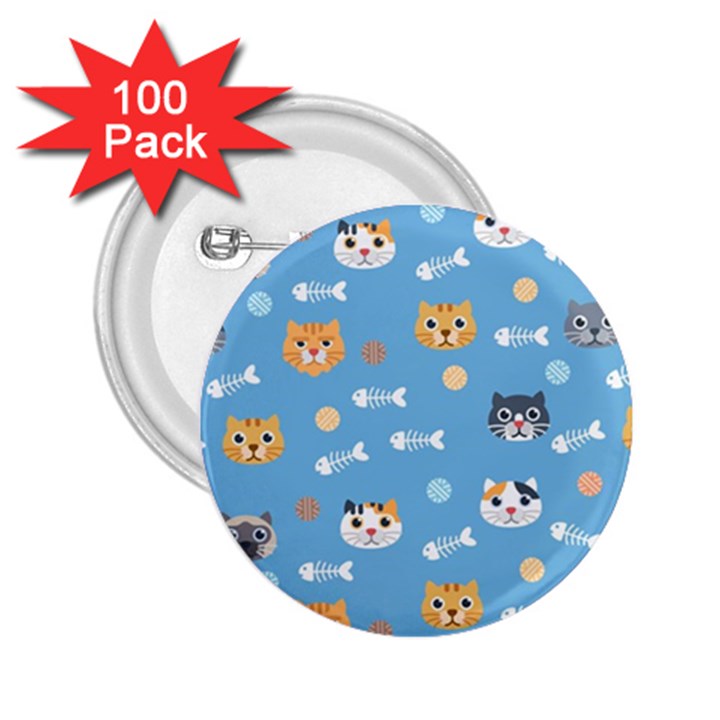 Cute Cat Pattern 2.25  Buttons (100 pack) 