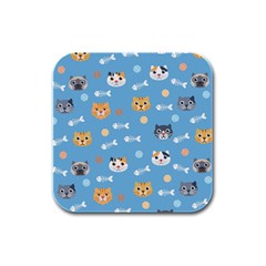 Cute Cat Pattern Rubber Square Coaster (4 Pack)  by ExtraGoodSauce