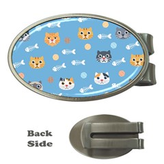 Cute Cat Pattern Money Clips (oval)  by ExtraGoodSauce