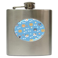 Cute Cat Pattern Hip Flask (6 Oz) by ExtraGoodSauce