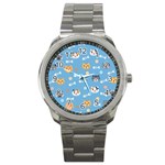 Cute Cat Pattern Sport Metal Watch Front