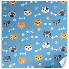 Cute Cat Pattern Canvas 16  X 16  by ExtraGoodSauce