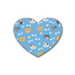 Cute Cat Pattern Rubber Coaster (Heart)  Front