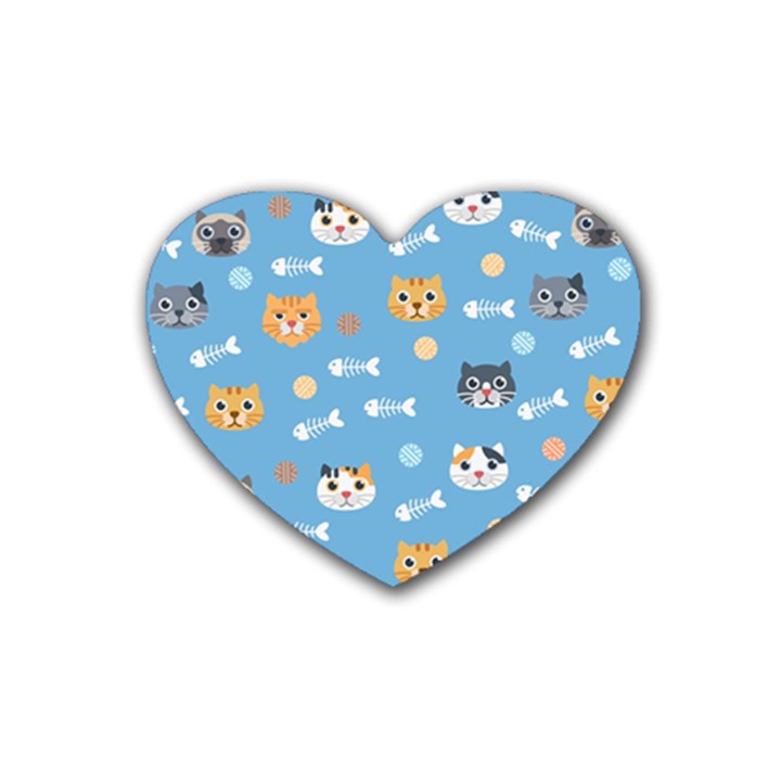 Cute Cat Pattern Rubber Coaster (Heart) 