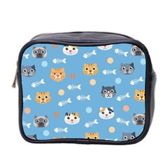 Cute Cat Pattern Mini Toiletries Bag (two Sides) by ExtraAwesomeSauce