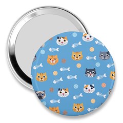 Cute Cat Pattern 3  Handbag Mirrors by ExtraGoodSauce