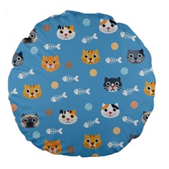 Cute Cat Pattern Large 18  Premium Round Cushions by ExtraGoodSauce