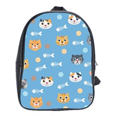 Cute Cat Pattern School Bag (xl) by ExtraGoodSauce