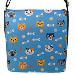 Cute Cat Pattern Flap Closure Messenger Bag (s) by ExtraGoodSauce