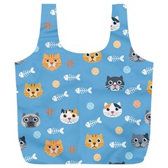 Cute Cat Pattern Full Print Recycle Bag (xl) by ExtraGoodSauce