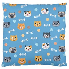 Cute Cat Pattern Large Flano Cushion Case (one Side) by ExtraGoodSauce