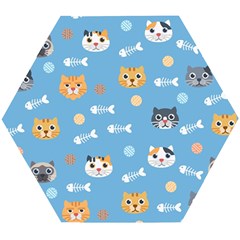 Cute Cat Pattern Wooden Puzzle Hexagon by ExtraGoodSauce