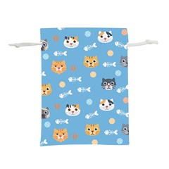 Cute Cat Pattern Lightweight Drawstring Pouch (l) by ExtraGoodSauce