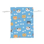 Cute Cat Pattern Lightweight Drawstring Pouch (L) Back