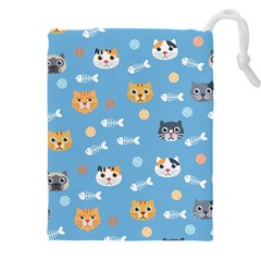 Cute Cat Pattern Drawstring Pouch (5xl) by ExtraGoodSauce