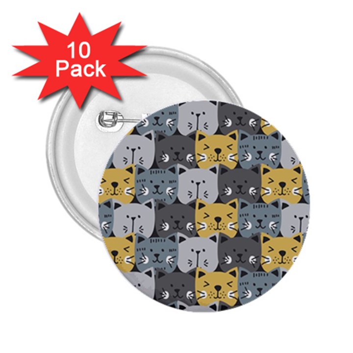 Cute Cat Pattern 2.25  Buttons (10 pack) 