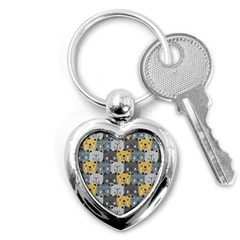 Cute Cat Pattern Key Chain (heart) by ExtraAwesomeSauce