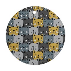 Cute Cat Pattern Round Ornament (two Sides) by ExtraGoodSauce