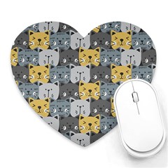 Cute Cat Pattern Heart Mousepads by ExtraGoodSauce