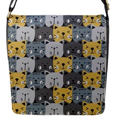 Cute Cat Pattern Flap Closure Messenger Bag (s) by ExtraGoodSauce