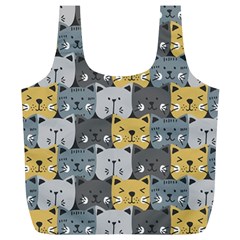 Cute Cat Pattern Full Print Recycle Bag (xl) by ExtraGoodSauce