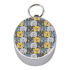 Cute Cat Pattern Mini Silver Compasses