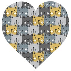 Cute Cat Pattern Wooden Puzzle Heart by ExtraGoodSauce