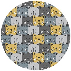 Cute Cat Pattern Wooden Puzzle Round by ExtraGoodSauce