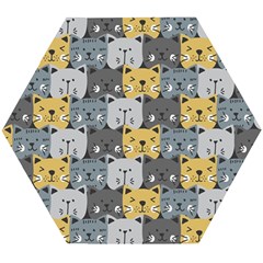 Cute Cat Pattern Wooden Puzzle Hexagon by ExtraGoodSauce