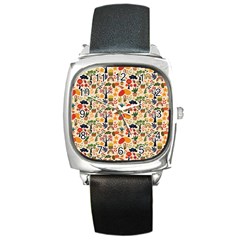 Garden Of Love Square Metal Watch by designsbymallika