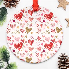 Beautiful Hearts Pattern Cute Cakes Valentine Ornament (round) by designsbymallika