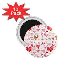 Beautiful Hearts Pattern Cute Cakes Valentine 1 75  Magnets (10 Pack)  by designsbymallika