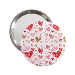 Beautiful Hearts Pattern Cute Cakes Valentine 2 25  Handbag Mirrors by designsbymallika