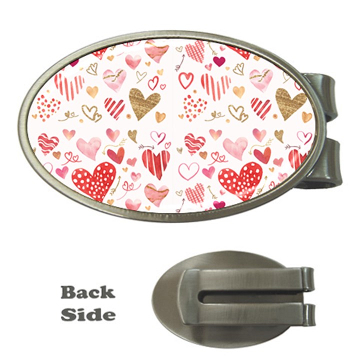 Beautiful Hearts Pattern Cute Cakes Valentine Money Clips (Oval) 