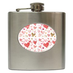 Beautiful Hearts Pattern Cute Cakes Valentine Hip Flask (6 Oz) by designsbymallika