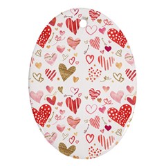 Beautiful Hearts Pattern Cute Cakes Valentine Oval Ornament (two Sides) by designsbymallika