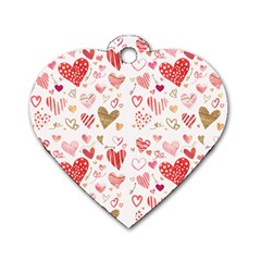 Beautiful Hearts Pattern Cute Cakes Valentine Dog Tag Heart (one Side) by designsbymallika