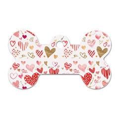 Beautiful Hearts Pattern Cute Cakes Valentine Dog Tag Bone (one Side) by designsbymallika