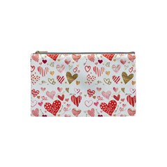 Beautiful Hearts Pattern Cute Cakes Valentine Cosmetic Bag (small) by designsbymallika